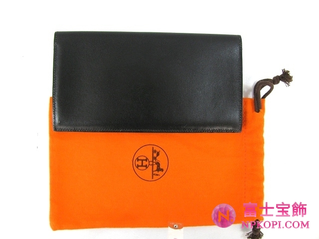 エルメスボックスカーフ札入れブラックHERMES328036